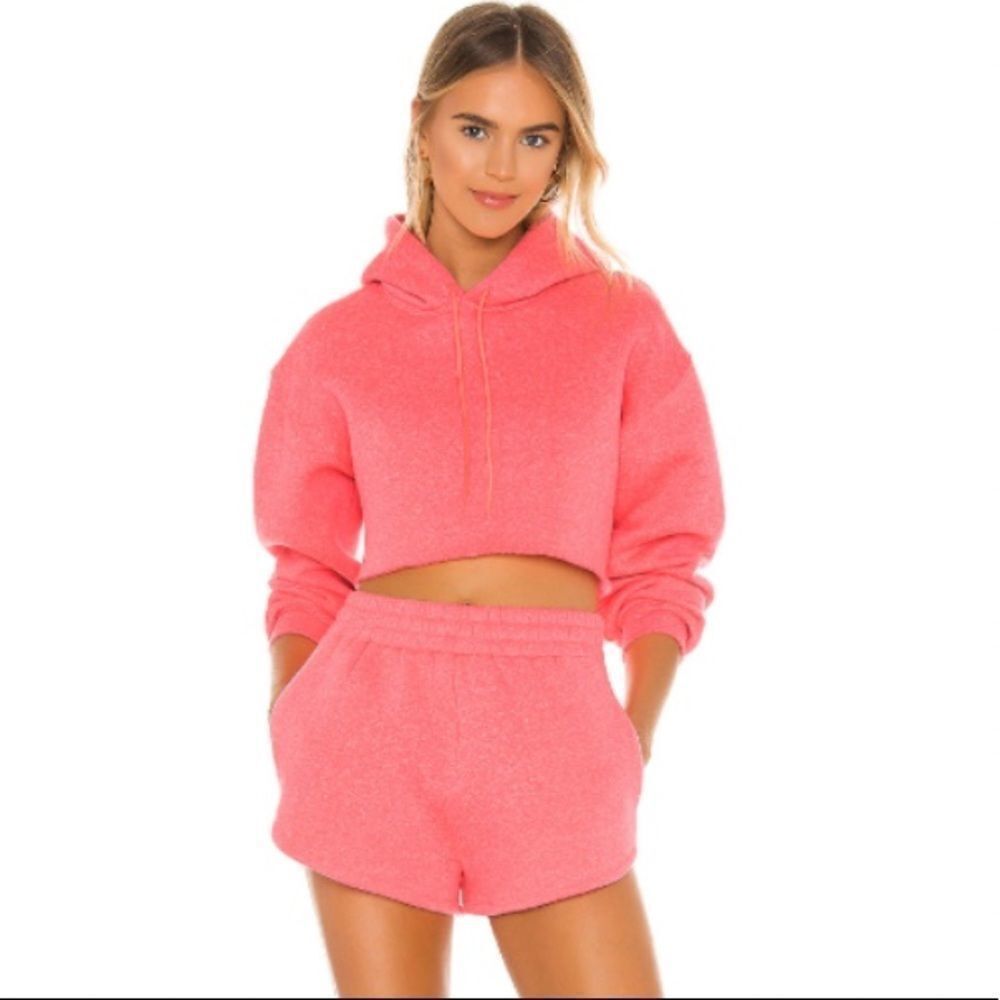 Lovers + Friends Neon Pink Cropped Zest Sweatshirt